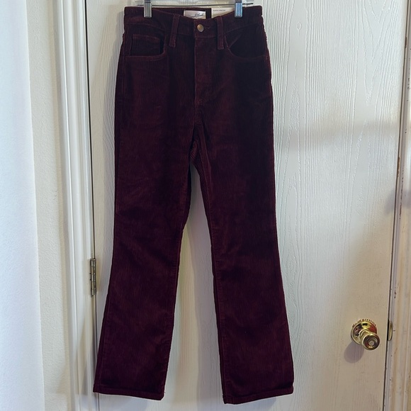 Women's High-Rise Corduroy Bootcut Jeans - Universal Thread Burgundy. Size 0 - Picture 2 of 11